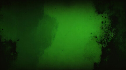 Elegant dark emerald green background with black shadow border and old vintage grunge texture design. Matte green texture or background with stains, waves and grain elements.
