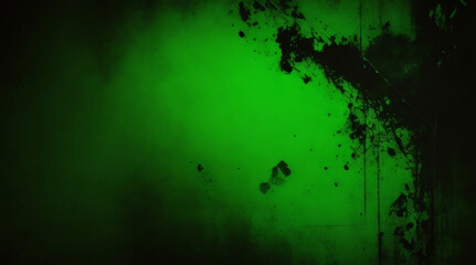 Elegant dark emerald green background with black shadow border and old vintage grunge texture design. Matte green texture or background with stains, waves and grain elements.