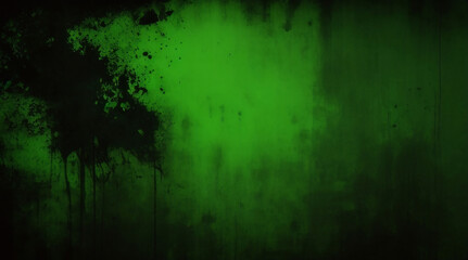Elegant dark emerald green background with black shadow border and old vintage grunge texture design. Matte green texture or background with stains, waves and grain elements.
