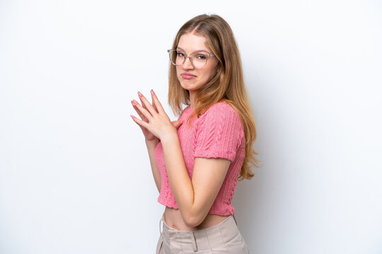 Teenager Russian girl isolated on white background scheming something