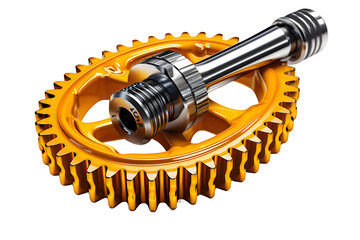 A close up of a gear on transparent background.