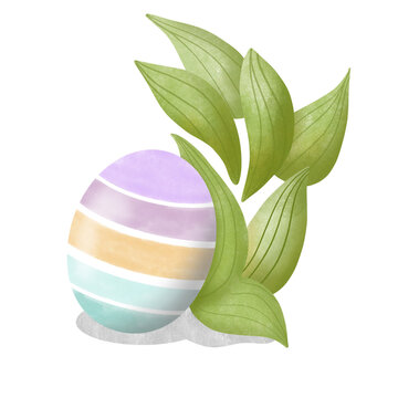 easter egg with green leaf
