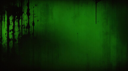 Elegant dark emerald green background with black shadow border and old vintage grunge texture design. Matte green texture or background with stains, waves and grain elements.