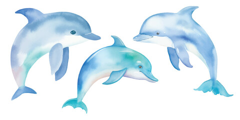 cute dolphin watercolor vector illustration