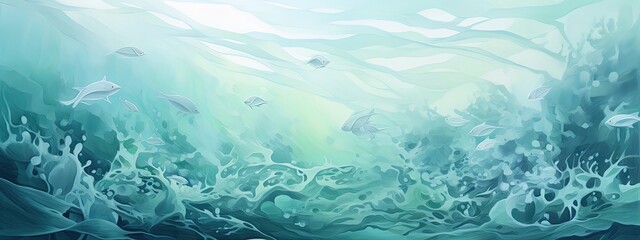 Obraz premium abysmal luminogram fins underwater mint green and light