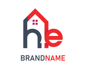 Letter he logo design template