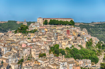 Fototapeta na wymiar Panoramic view of Ibla, scenic lower district of Ragusa, Italy