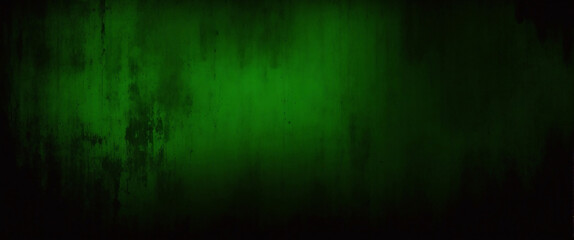Fototapeta premium Elegant dark emerald green background with black shadow border and old vintage grunge texture design. Matte green texture or background with stains, waves and grain elements.