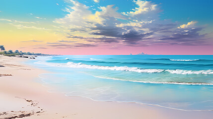 Fototapeta na wymiar Panoramic natural landscape of beautiful beach