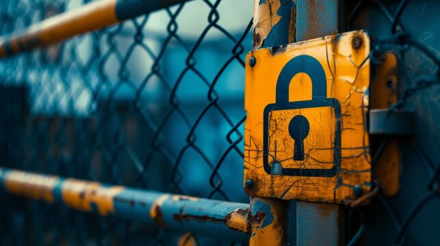 Fortified Perimeters: Security Signs Under Lock Symbol