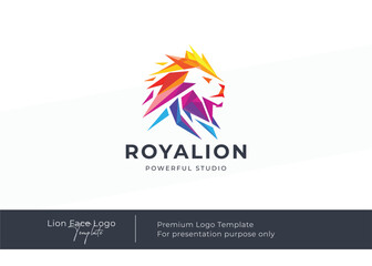 Lion face logo design vector template