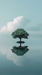  Solitary Tree Reflected in Water