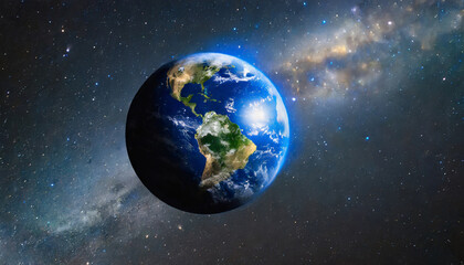 Sphere of nightly Earth planet in outer space