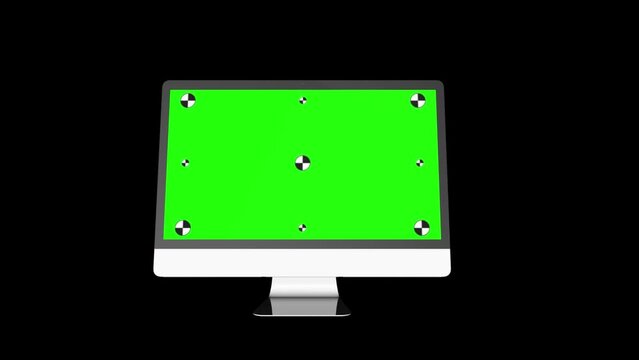 Animated Screen Mockup: Computer Monitor Isolated on Black Screen Background for Website, Photography, Video Display
