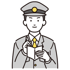 メモを書く警察官イラスト

