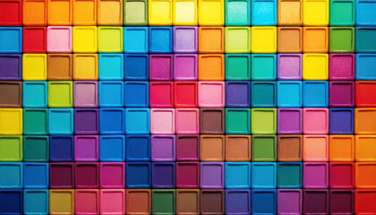 Rainbow colored background of blocks/bricks, watercolor paint