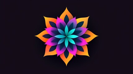 Colorful  Mandala on Black Background