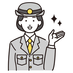 右側を案内する警察官イラスト
