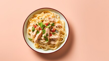 Chicken strips pasta with white sauce
