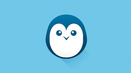 Obraz premium Cute penguin face icon on a light blue background.