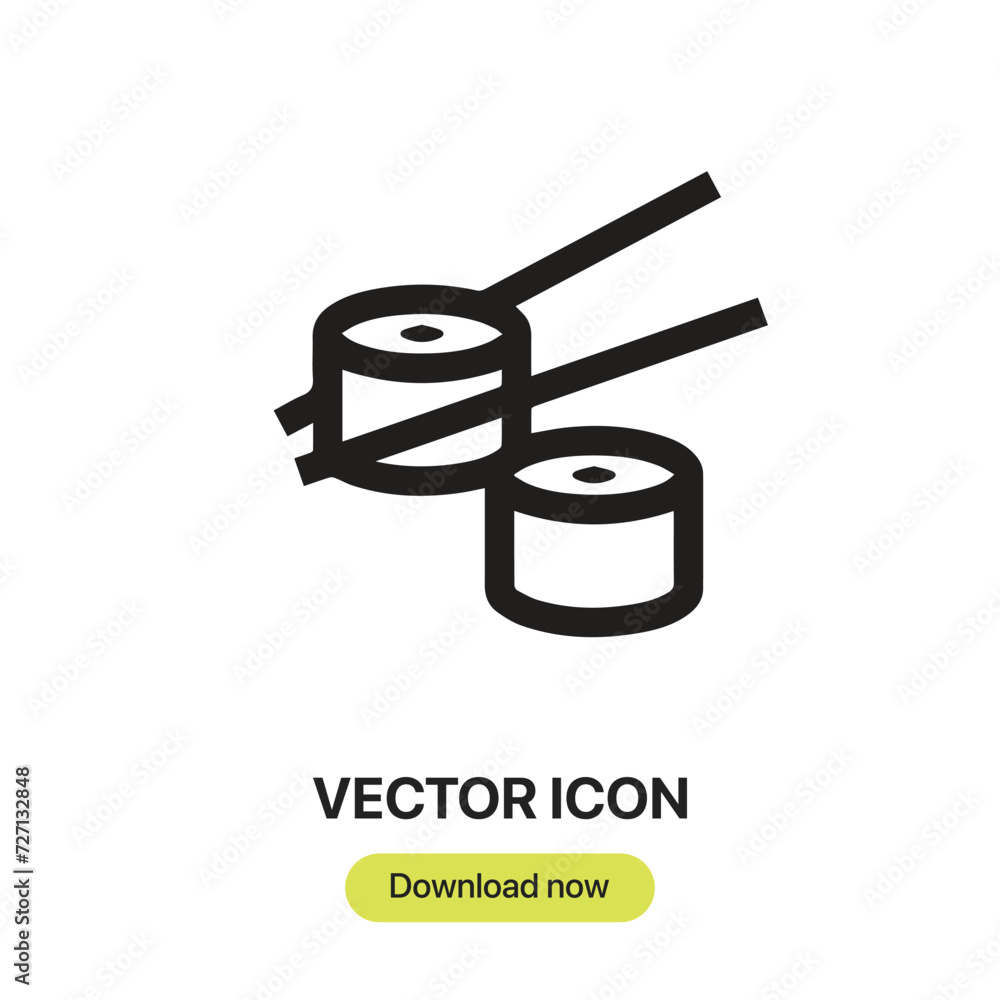 Leinwandbilder Sushi icon vector. Linear-style sign for mobile concept and web design. Sushi symbol illustration. Pixel vector graphics - Vector.	