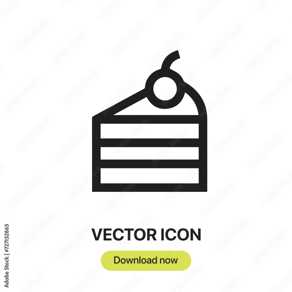 Poster piece of cake icon vector. linear-style sign for mobile concept and web design. piece of cake symbol