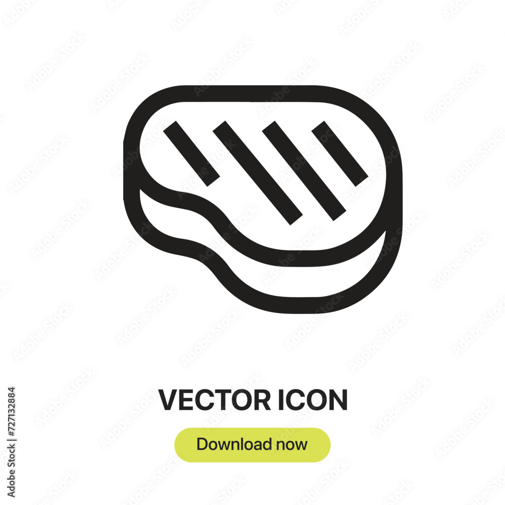 Poster steak icon vector. linear-style sign for mobile concept and web design. steak symbol illustration. p