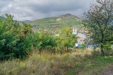 Fototapeta na wymiar View of the town of Baia-Sprie, northwestern Romania