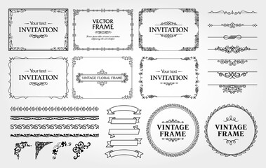 Vintage decorative design elements set 02