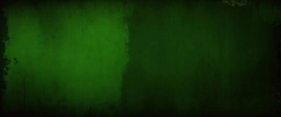 Obraz premium Elegant dark emerald green background with black shadow border and old vintage grunge texture design. Matte green texture or background with stains, waves and grain elements.