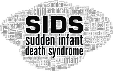 Sudden Infant Death Syndrome SIDS word cloud conceptual design isolated on white background.