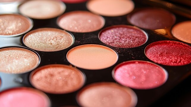 Professional multicolor eye shadow makeup palette close-up