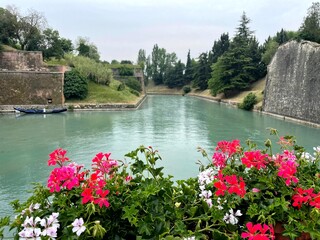 blue, sky, nature, water, river, landscape, summer, spring, harmonious, mood, freedom, flowers, cycle trip, experience, bikepacking, sightseeing, Europe, Italy, Lake Garda