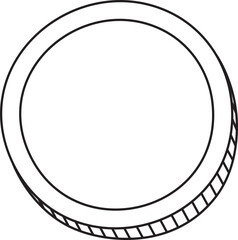 Naklejka premium Plain Money Coin Icon Chip Currency Hand Drawn Outline