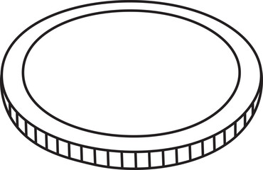 Plain Money Coin Icon Chip Currency Hand Drawn Outline