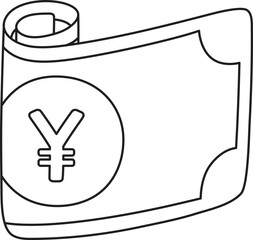 Roll Cash Icon Paper Money Currency Hand Drawn Outline