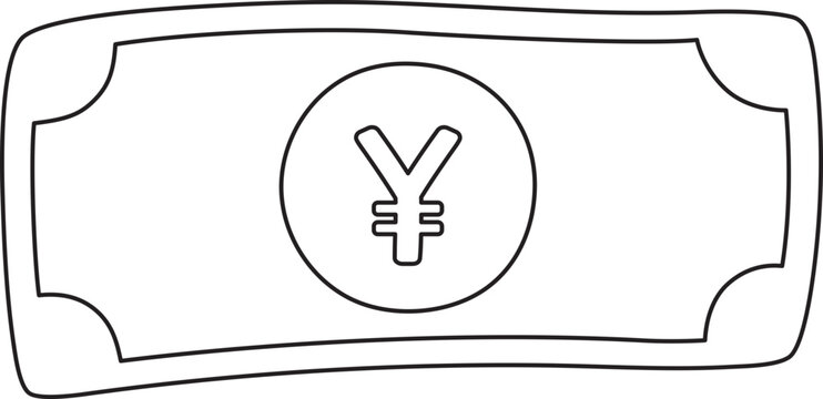 recommend clip art: Yen Cash Icon Paper Money Currency Hand Drawn Outline
