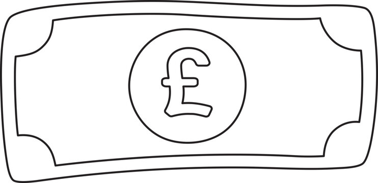 recommend clip art: Pound Cash Icon Paper Money Currency Hand Drawn Outline