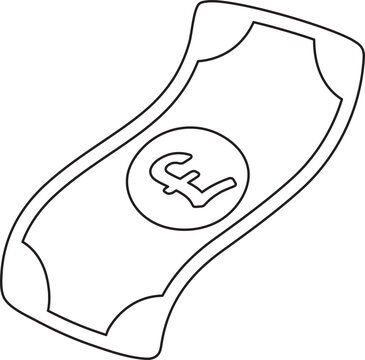 recommend clip art: Flying Pound Cash Icon Paper Money Currency Hand Drawn Outline