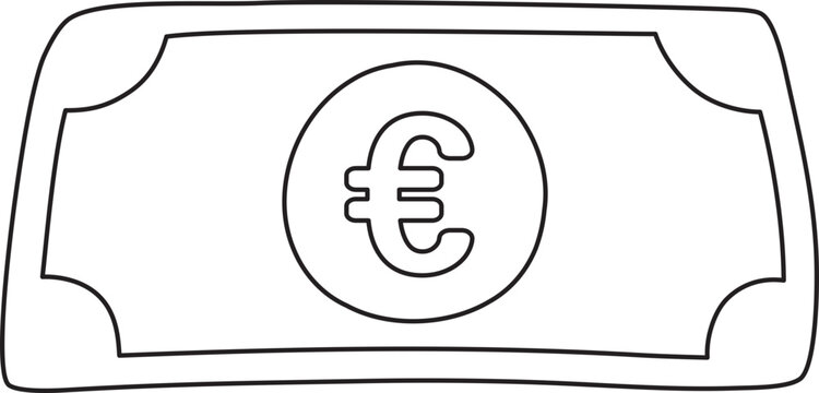 recommend clip art: Euro Money Bills Icon Paper Money Currency Hand Drawn Outline