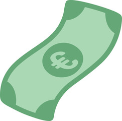 Flowing Paper Money Icon Euro Currency Hand Drawn Flat Vector Isolated