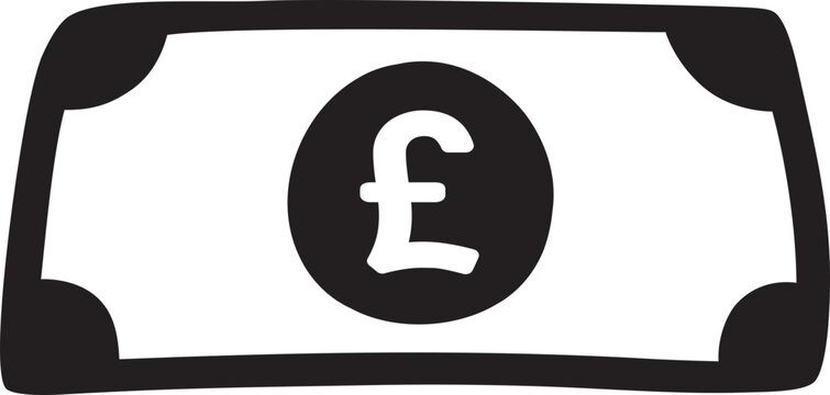 recommend clip art: Paper Money Icon Pound Currency Hand Drawn Flat Vector