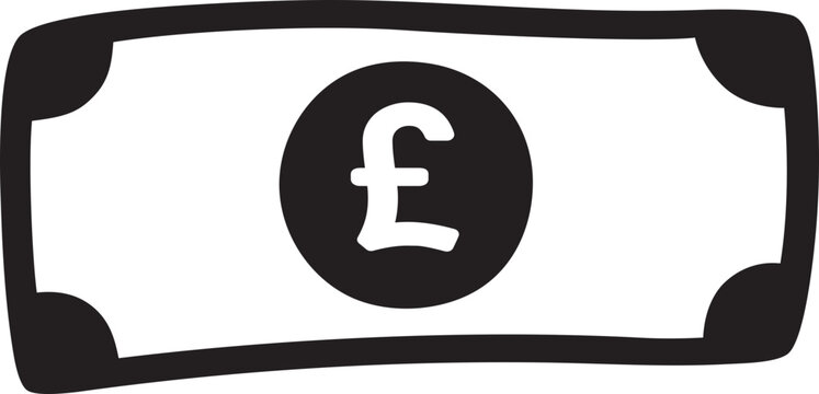 recommend clip art: Paper Money Icon Pound Currency Hand Drawn Vector