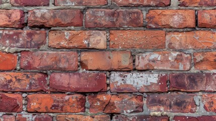 Obraz premium A rustic brick wall background, weathered red bricks.