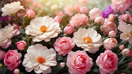pink and white tulips