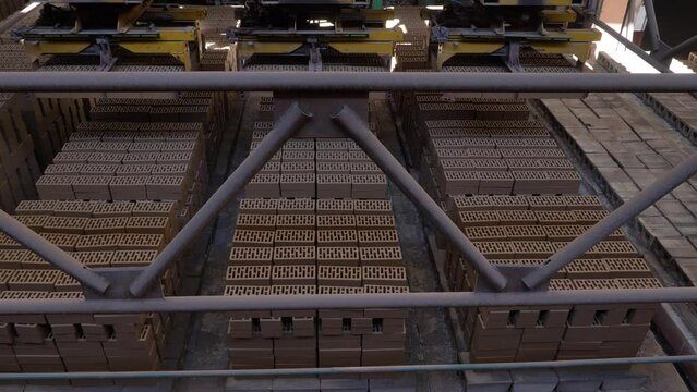 Brickworks. Brick production line at the factory.