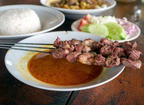 Sate Klathak or Klatak Satay, a traditional goat satay from Yogyakarta, Indonesia