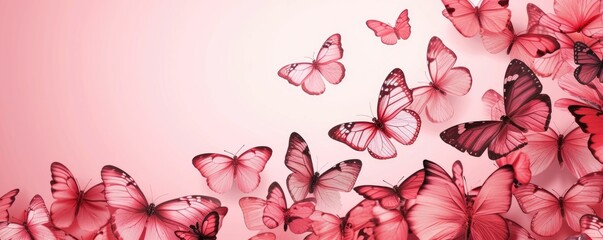 butterfly background. Background of beautiful pink butterflies in a pink shade. butterfly banner