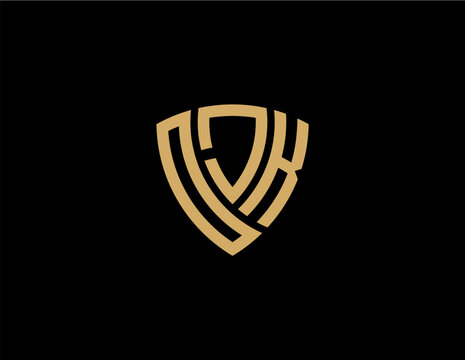 OJK creative letter shield logo design vector icon illustration