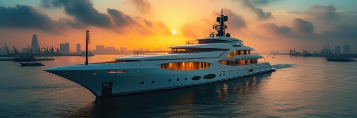 A luxurious yacht purchased with cryptocurrency, symbolizing new wealth in the digital age - obrazy, fototapety, plakaty